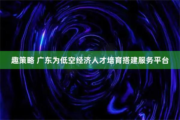趣策略 广东为低空经济人才培育搭建服务平台